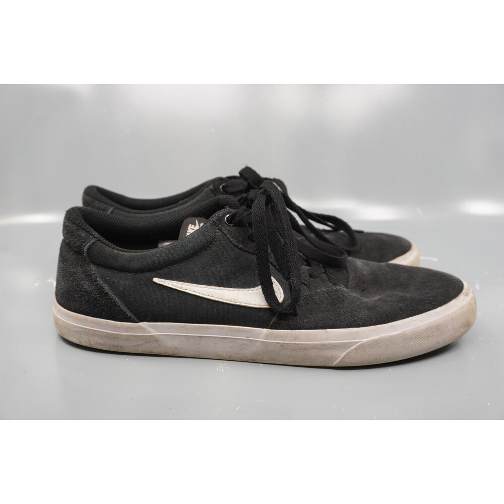 Nike SB Chron Mens Size 9.5 Sneakers Shoes Black White Suede Canvas Skater Low